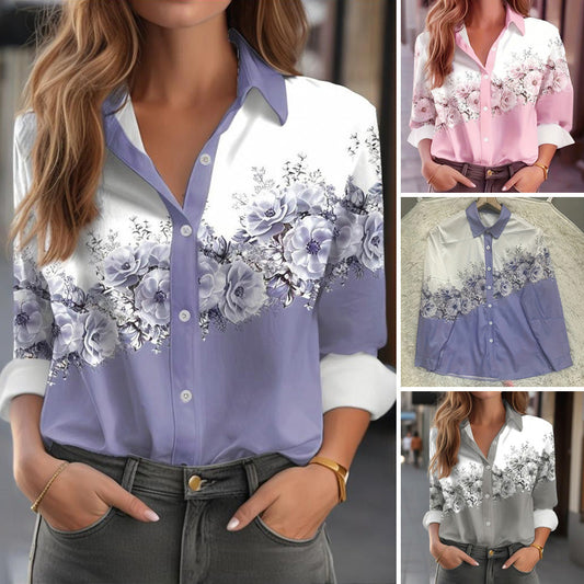 ✨Női alkalmi hosszú ujjú és virágos mintás ing🌸👚
