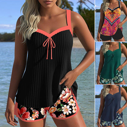 🔥 S-3XL 🏖️ Nyomtatott fürdőruha felső és rövidnadrág szett 🌊👙