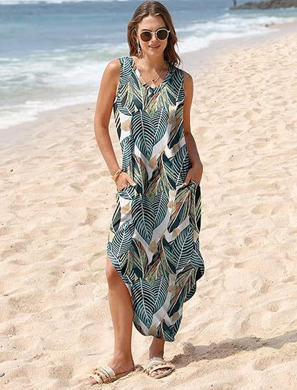 🔥【M-3XL】🏖️ Nyári strand nyomtatott ruha 💃🥂