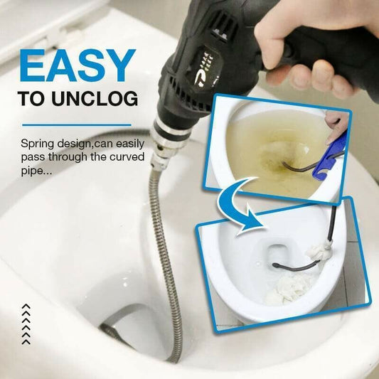 🚽Extra hosszú csőtisztító rugó – kompatibilis elektromos forgófejekkel⚡️