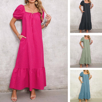 🌸【S-2XL】👗 Női Stílusos Puff Ujjú Maxi Ruha 💃🥂