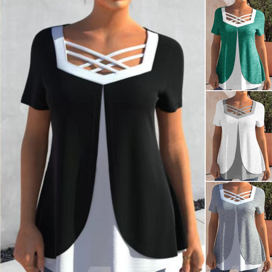 🔥[S-4XL]💖 Stílusos V fedélzetű kereszt top 👚