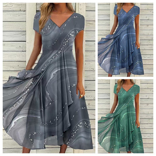 🔥【S-4XL】🎀 Folyékony maxiruha V-nyakkivágással 👗