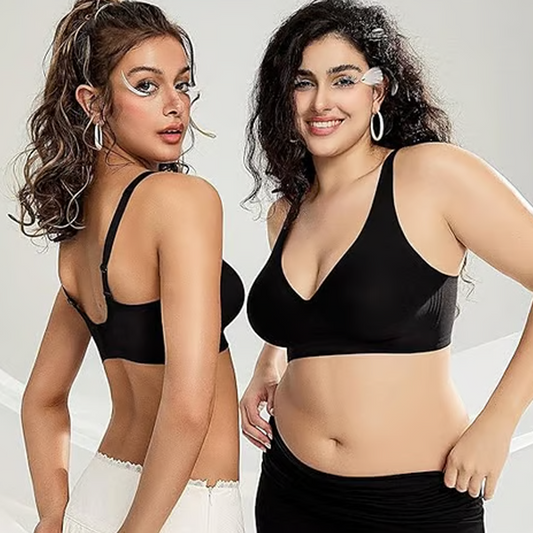 👙🔥 Nyári promóció: 30% kedvezmény 🥰 Mélyen dekoltált, V alakú, push-up, merevítő nélküli, varrás nélküli zselés melltartó