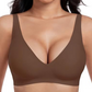 👙🔥 Nyári promóció: 30% kedvezmény 🥰 Mélyen dekoltált, V alakú, push-up, merevítő nélküli, varrás nélküli zselés melltartó