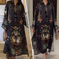 🔥 [S-3XL] 👗🌸 Női Mintás V-nyakú Laza Hosszú Ujjú Maxi Ruha
