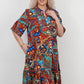 🔥 [S-4XL] 🎨👗 Női alkalmi rövid ujjú színes nyomtatott ruha