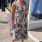 🔥【S-3XL】🌺👗 Női ujjatlan, nyomtatott maxi ruha