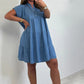 ✨【S-3XL】🌺👗 Női lezser, egyszínű, rövid ruha gombos gombolással
