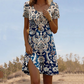 ✨ (S-3XL) 👗🌺 Női nyomtatott, kerek nyakú, rövid ujjú ruha