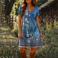 ✨ (S-3XL) 👗🌺 Női nyomtatott, kerek nyakú, rövid ujjú ruha