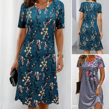 🔥 (S-3XL) 👗🌺 Kecses Virágmintás Rövid Ujjú Ruha