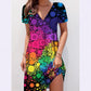 ✨ (S-2XL) 👗💕 Női Nyomott Rövid Ujjú Ruha