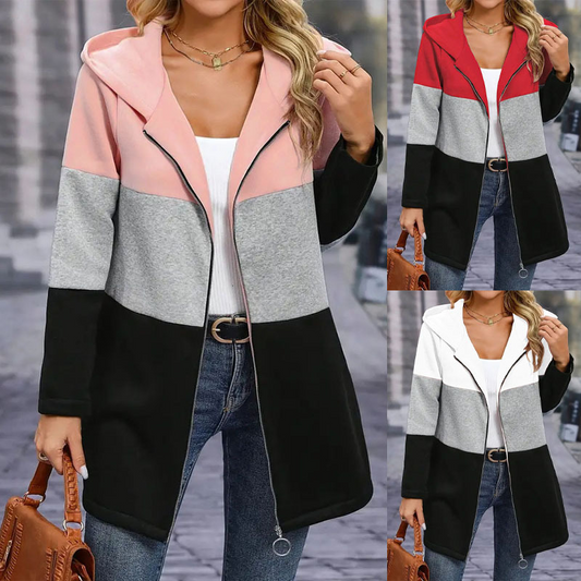 💖 (S-3XL) 🌿 Divatos Laza Illeszkedésű Színblokkolt Kapucnis Pulóver 🌬️