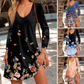 🌺 (S-4XL) 👗✨ Nők V-nyakú Hosszú Ujjú Mintás Mini Ruha