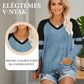 🔥 (XL-4XL) ✨ Női V-nyakú Színes Blokkos Tunika Felsőruha 💕