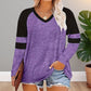 🔥 (XL-4XL) ✨ Női V-nyakú Színes Blokkos Tunika Felsőruha 💕