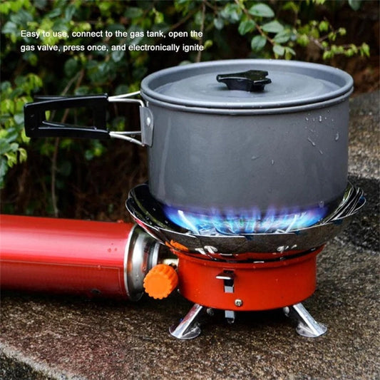 🔥🏕️ Ultra-halvány, hordozható kempinggáz-tűzhely – Gyors forralás, szélvédett és összehajtható tervezés 🍳👍