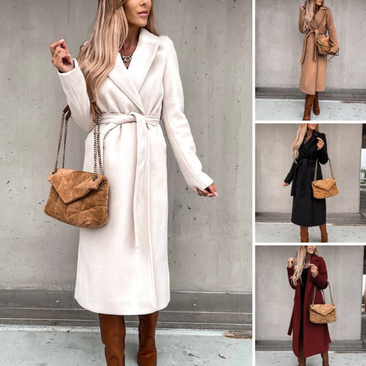 🧥【S-3XL】🌺 Női nyitott elülső öves kabát 💕