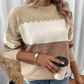 💖 (S-XL) 🌺 Női Színblokkolós Hosszú Ujjú Pulóver