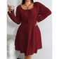 🌺 (XL-4XL) ✨ Négyzet Nyakú Hosszú Ujjú A-Vonalú Ruha