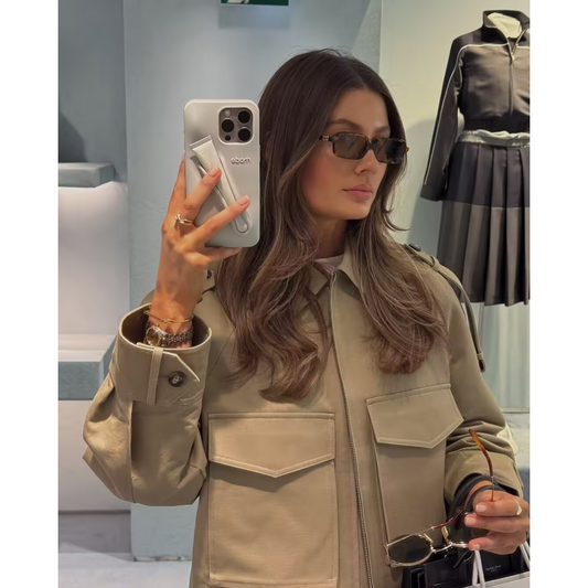 🌺 (S-XL) 💖 Női Stílusos Sokoldalú Rövid Dzseki Tágas Zsebekkel