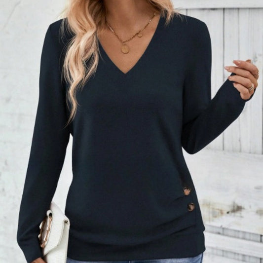 💖 (S-2XL) 🌺 Női Elegáns V-Kivágású Karcsúsított Felső