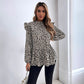 🔥 (S-XL) 🐆 Női Divatos Leopárdmintás Hosszú Ujjú Felső