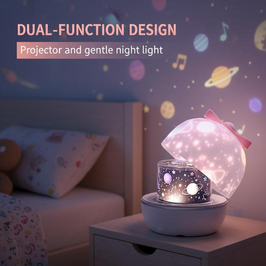🌒🔋 Újratölthető forgó csillagprojektoros éjszakai fény 👶💕
