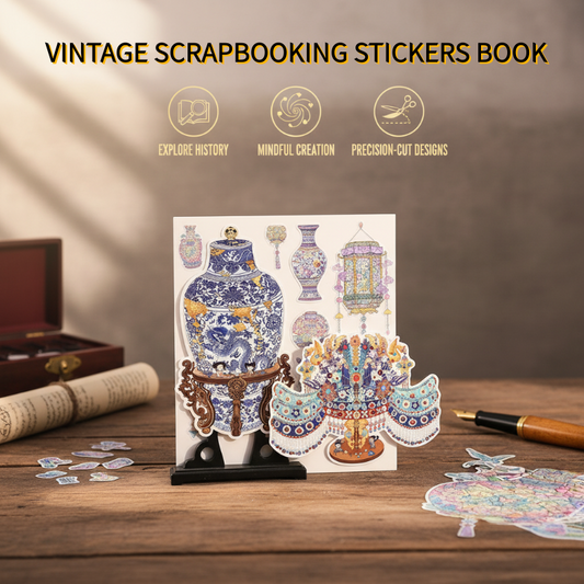 🔥✂️ Vintage ősi scrapbook matricák könyv 🎁💕