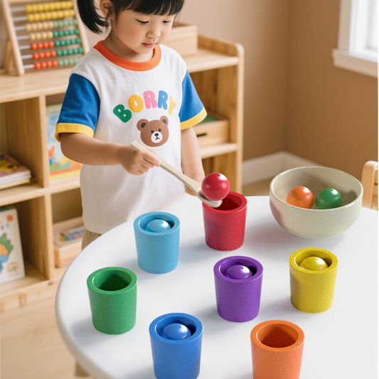 🌈 Szivárványgolyók poharakban Montessori játékok kisgyermekeknek 👶🧠