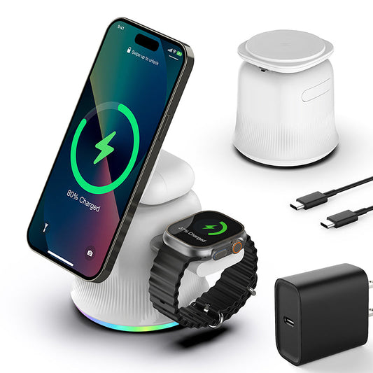 🔋⚡ 3 az 1-ben összecsukható mágneses vezeték nélküli töltőállomás 📱⌚