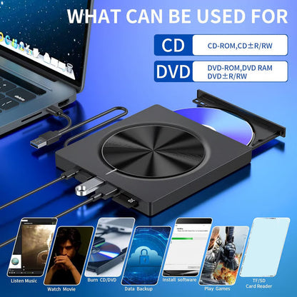 🔥 7 az 1-ben USB 3.0 Type-C DVD Író 💻💿
