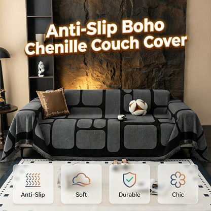🌞🌿 Boho Chenille Csúszásmentes Kanapé Takaró – Stílusos, Meleg Anyag Teljes Kanapé Védelemért 🛋️✨