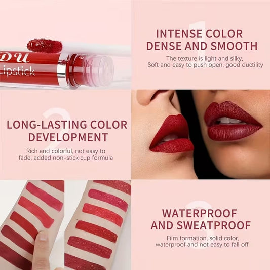 🔥🎁 Vízálló Matt Ajkak Szín – 10 Részes Transzferálló Készlet, Tapadásmentes 💄✨