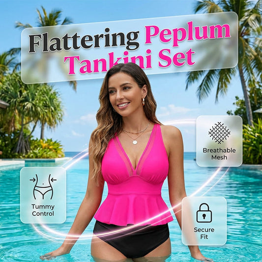 🌊👙Női Peplum Tankini Szett Alulművel 🌞