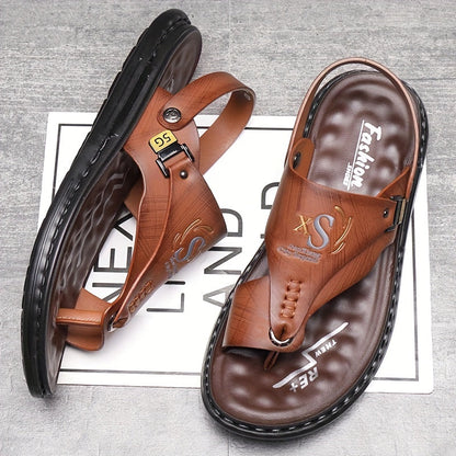 👞🌿 Lélegző puha bőrből készült kültéri szandálok férfiaknak, plusz méretekben 🦶💕