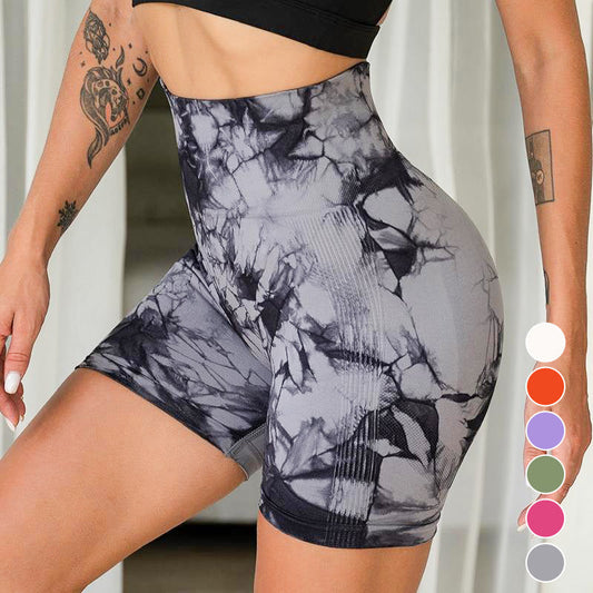 🔥🌺 Véletlenszerűen festett magas rugalmasságú fitness rövidnadrág 🏃‍♀️💕