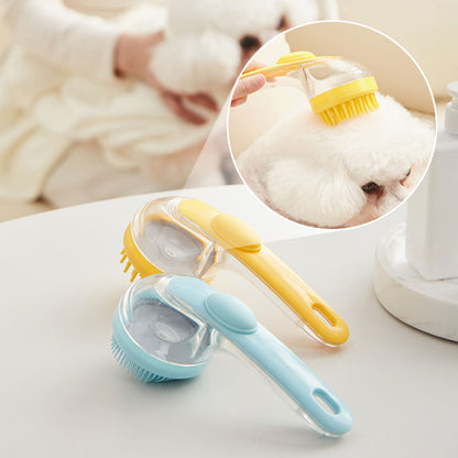🛁🐾 Kisállat fürdetőkefe szappanadagolóval – Hosszú nyél, hajolgatás nélkül, puha és hatékony, könnyű otthoni fürdetés 🧼✨