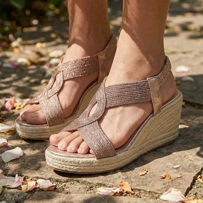 👡🌸 Boho stílusú, szőtt sarokszandál – női szabadidőcipő (EU 35-43) 🌞