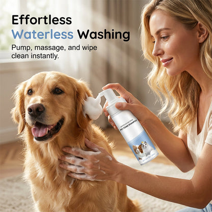 🧼🐶 Vízmentes öblítésmentes habzó sampon kisállatoknak – 🌿 Azonnali száraz tisztítás, növényi alapú formula, kíméletes a bőrre és a szőrzetre, kutyáknak és macskáknak 🛡️😺