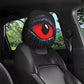 👀🚗  Ijesztő vörös szemű autós fejtámlahuzat – 3D plüss dizájn, univerzális méret, puha és légáteresztő belső dísz Halloweenre és mindennapi mókázáshoz 🎁👻