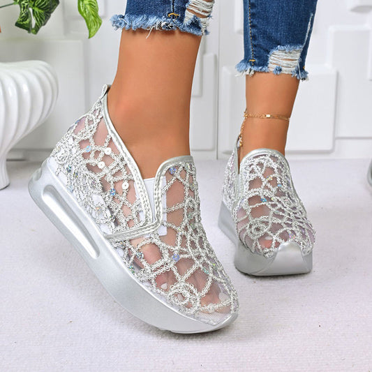 📏👟 Női légáteresztő hálós slip-on platform cipő (36-44) 🌸