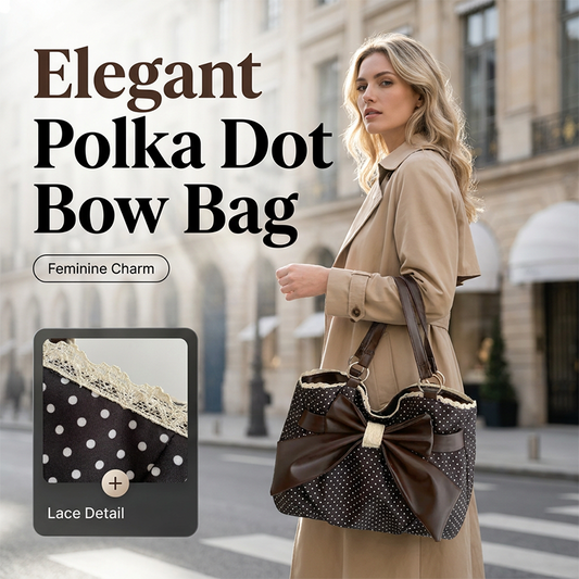 🎀👜 Női elegáns, pöttyös csipkés maszlis válltáska 🌸