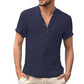 👕✨ Férfi rövid ujjú, lenkeverékes Henley ing 👍