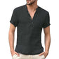 👕✨ Férfi rövid ujjú, lenkeverékes Henley ing 👍