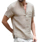 👕✨ Férfi rövid ujjú, lenkeverékes Henley ing 👍