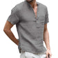 👕✨ Férfi rövid ujjú, lenkeverékes Henley ing 👍