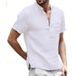 👕✨ Férfi rövid ujjú, lenkeverékes Henley ing 👍