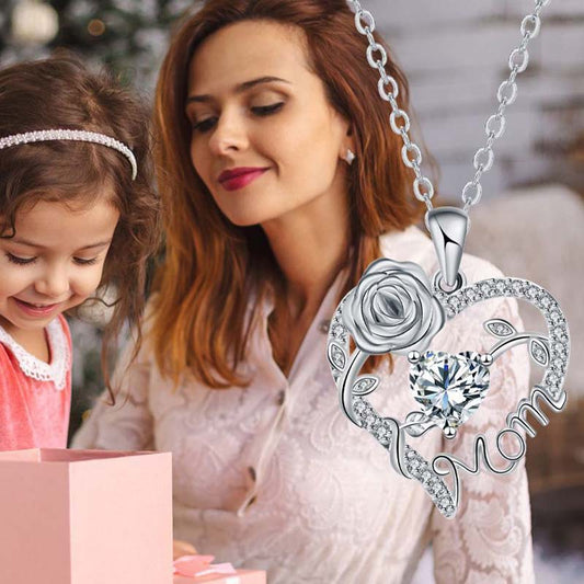 💝🎁 Érzelmes rózsa szív medál „Anya” felirattal – Tökéletes ajándék anyukádnak ✨